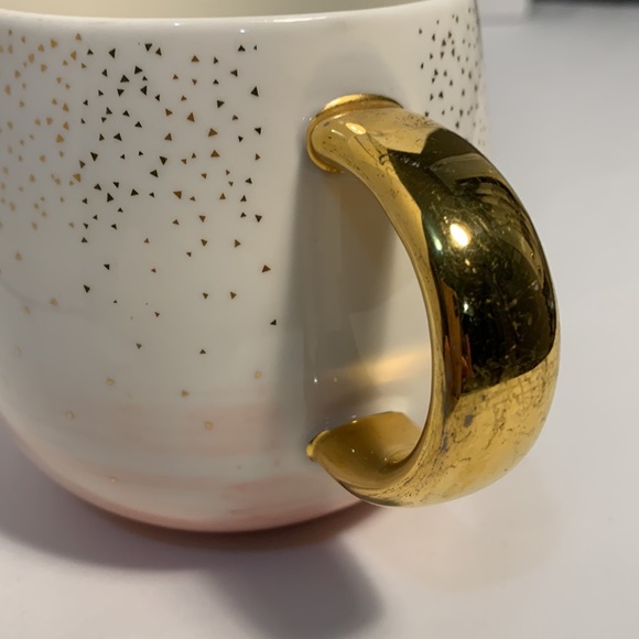 David’s Tea Mug / Cup. White, touch of Pink with Gold handle and specks. - Picture 6 of 6